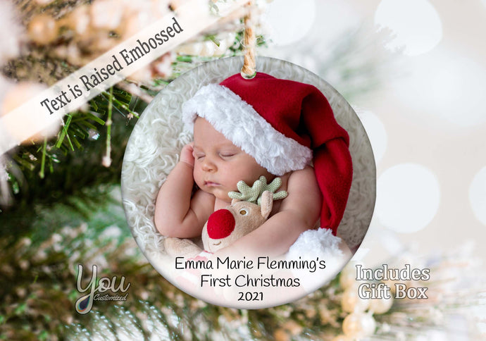 Baby's First Christmas 2021 Photo Ornament